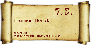 Trummer Donát névjegykártya